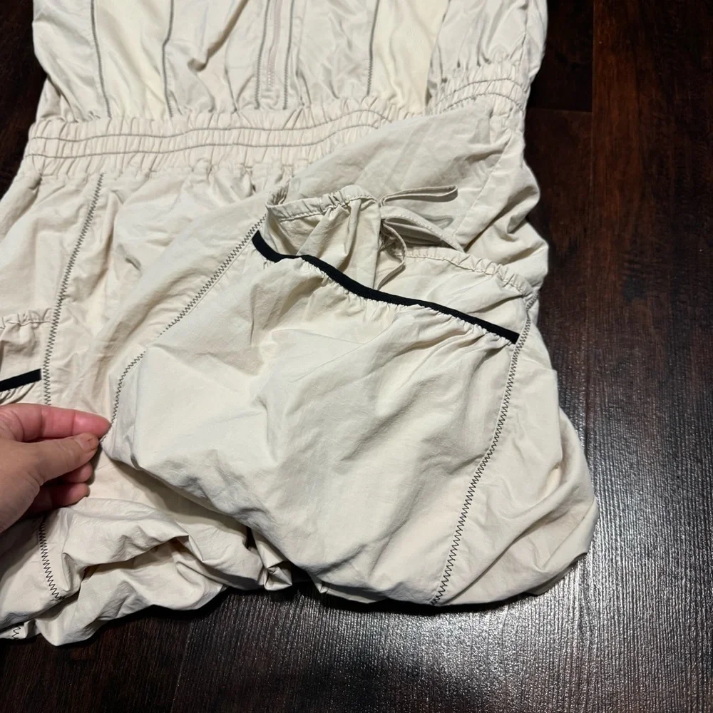 FREE PEOPLE “Grassroots Shortsie” Beige Zip-Up Romper Medium NWT